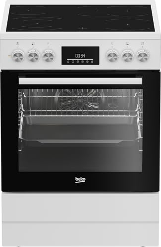 Beko FBM67320WS freistehender Herd, 60 cm Backofen, 72 l Volumen, Dampfreinigung SteamShine, 8 Heizarten, Multifunktionsofen, weiß