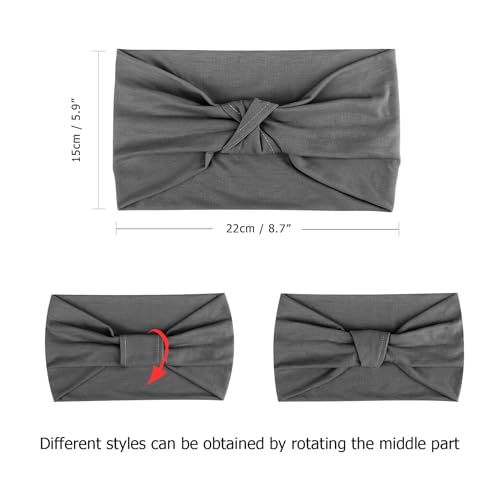 Image of DRESHOW 4 Pack Turban Headbands for Women Wide Vintage Head Wraps Knotted Cute Hair Band Accessories