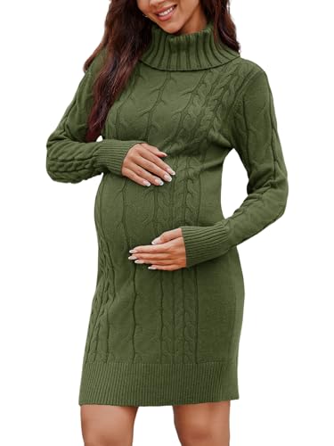 Langwyqu Womens Maternity Sweater Dress Cable Knit...