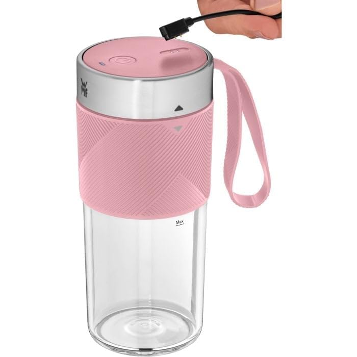 WMF Minis Mix on the Go 300 ml, Mini Mixer to Go, frullatore USB Smoothie Maker, Ricaricabile e Portatile, Rosa
