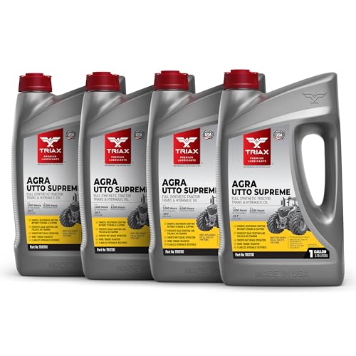 TRIAX Agra UTTO Supreme Universal Full Synthetic Tractor Hydraulic Transmission and Wet Brake Oil, All Season, Replaces 99% of OEM Tractor Fluids, Arctic Grade -52 F Cold Flow (4 Gallon Pack)