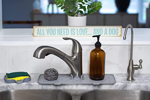 Sol Silicone Sink Faucet Pad – Comprises Soap Tray For Kitchen Sink, Drains Water Instantly, Faucet Sink Splash Guard, Surface Mounting Type For Kitchen & Bathroom Countertop – Grey #TOP4