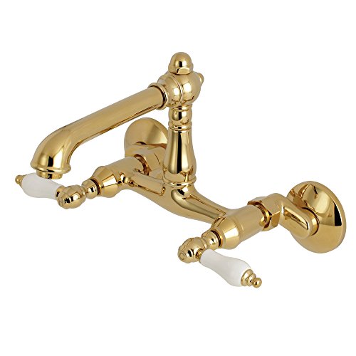 Kingston Brass KS7222PL English Country Kitchen Faucet, 6-5/8 in Spout Reach, Polished Brass