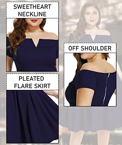 Lalagen Women's Plus Size Vintage 1950S Party Cocktail Wedding Swing Midi Dress Navy Xxl #TOP5