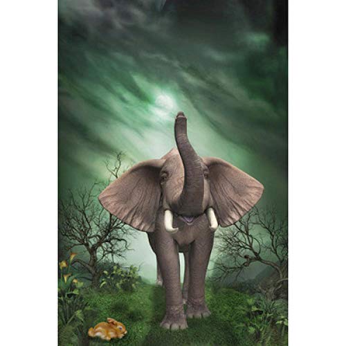 Broderie Diamant Éléphant Vert Ciel pour Déco Chambre Enfant