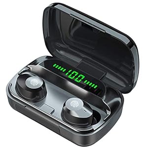 Draadloze koptelefoon, Bluetooth 5.1 stereohoofdtelefoon Echte draadloze in-ear oordopjes IPX5 waterdicht met slim LCD digitaal display Oplaadetui, sportoordopjes voor training-A12