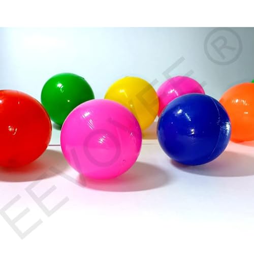Image of EEVOVEE, 50 Pcs 8 cm Big Large Size Soft Safe Multi Colour Plastic Pool Balls for Kids, Soft Balls for Kids.BPA-Free and Non-Toxic Plastic Balls for Kids ISI 9873 Safety Certified
