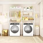 Ulif U6 Sac de séchage pour vêtements, 5-Tier Au-dessus de la laveuse et du sécheuse rangement et organisateur de salle, lourd-duty Space Sauveur, 65.3" W x 13.4" D x 77.5" H, blanc