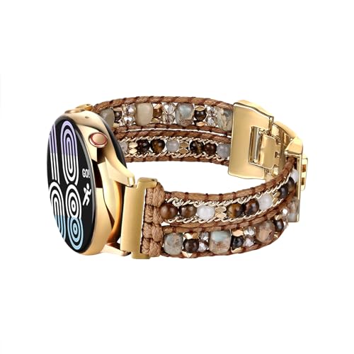 CHARMINGO Correa de reloj con cuentas bohemias de 20 mm compatible con Samsung Galaxy Watch 7/6/4/5/Active 2 de 40 mm, 44 m/5 Pro 45 mm/Watch 3 de 41 mm/4 Classic de 42 mm y 46 mm, correa de reloj