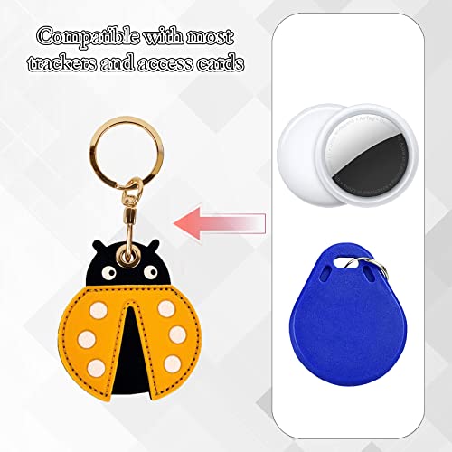 Image of Leather Keychain Case Holder Compatible with Apple AirTag, GPS Airtag Keychain Finder Tracker with Key Ring, Anti-Scratch Protective Air Tag Cover | Leather