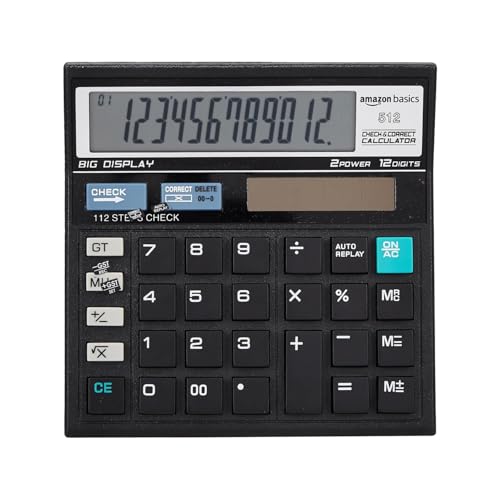 Image of Amazon Basics AB-512 12-Digit Display Basic Calculator(Black)