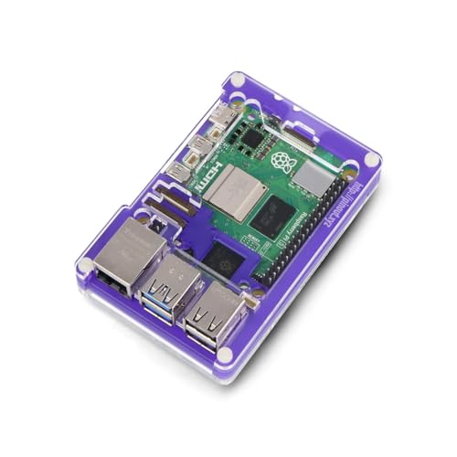 Pibow Coupe 5 Case for Raspberry Pi 5, Slimline Design, Compatible with Active Cooling, Clear Top, HAT/pHAT Ready, Royale (PIM679)