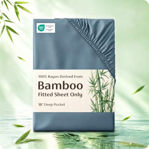 Image of Bedsure PureWoven Full Size Fitted Sheet, 100% Rayon Derived from Bamboo