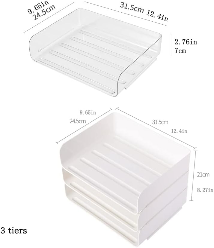 Miniatura 3 de Bandejas de papel apilables A4 de 3 niveles, soporte para archivos de escritorio de oficina, organizador de documentos y cartas (3 niveles,