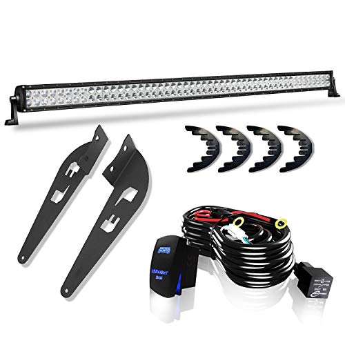 LED Light Bar 52inch 300W Straight Combo Wiring Harness Kit Offroad Upper Windshield Brackets For 07~14 Toyota FJ Cruiser