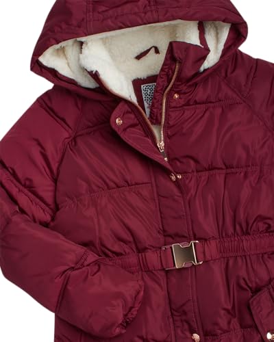 Image of KENSIE GIRL Girls Puffer Jacket Sherpa-Lined Belted Winter Coat