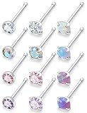 Uzgtvy Nose Ring Stud Piercing Jewelry for Women 20G 316L Stainless Surgical Steel Silver Opal Strai