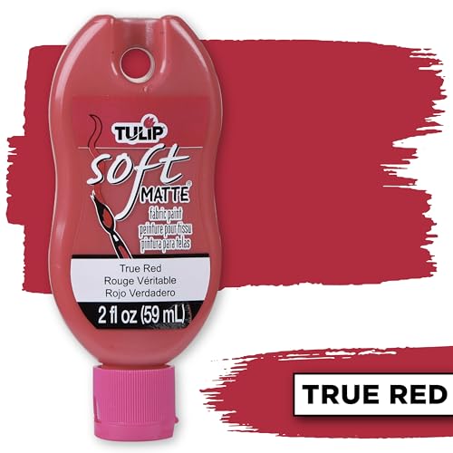 Tulip Soft Fabric Paint, Washable, Stays Soft and Flexible, Permanent Paint, for Light and Dark Fabrics, 2 fl oz, True Red