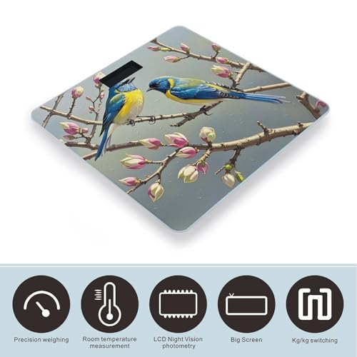 Balanza digital azul amarillo vidrio templado LCD miniatura 3