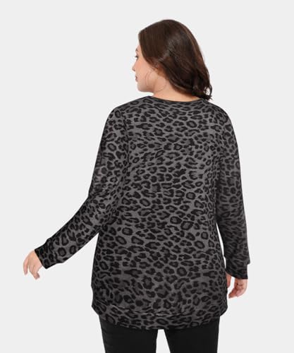 Image of CARCOS Plus Size Tops for Women Color Block Flower /Striped /Camo Crew Neck Long Sleeve Tee Shirt