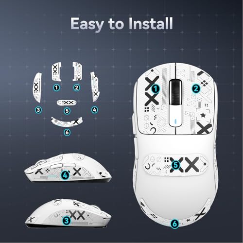 Image of Mouse Anti Slip Grip Tape, Pre-Cut Universal Griptape for Superlight Wireless Gaming Mouse Skins, Sweat Resistant, Elastics Refined Side Grips, Easy to Apply, Ultra-thin 0.5mm (0.02in) - White