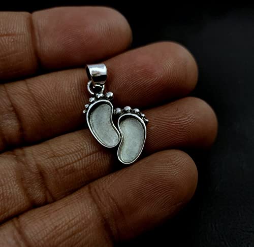 Miniatura 2 de 925 Sterling Silver Baby Foot Shape Pendant Blank Bezel Setting For Pour Resin,Breastmilk Jewelry,Keepsake Jewelry, Baby Feet Jewelry