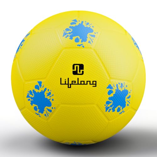 Image of Lifelong Football Lightweight PVC Ball for Kids & Adults, Ideal for Beach, Pool, Indoor & Outdoor Play, Soft Training Football for All Age - Size 5 (Age 13+ Years, Yellow)