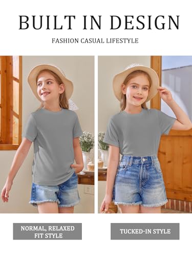 Image of Girls Short Sleeve T Shirts Kids Summer Tops Crewneck Tees 5-14 Years