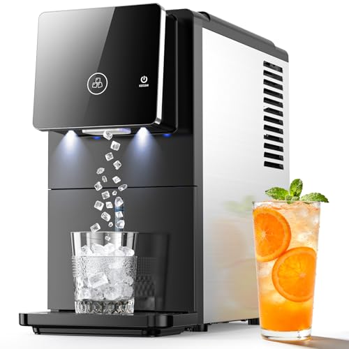 COWSAR Nugget Countertop Ice Maker 33 lbs/Day Chewable Pellet Ice Machine with Self-Cleaning Auto Lighting & Measured Dispensing Portable Pebble Ice Maker for Home Kitchen Office Black
