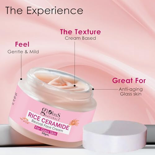 Image of Globus Natural Rice Ceramide Revival Face Cream, Enriched with Sunflower & Coffee, For Glass Skin, 50 gm (Pack of 5)