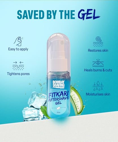 Image of Bombay Shaving Company Fitkari Aftershave Gel (30ml) | Alum and Aloe Vera with Cooling Effect | No Residue | Face & Body Use | Travel Friendly