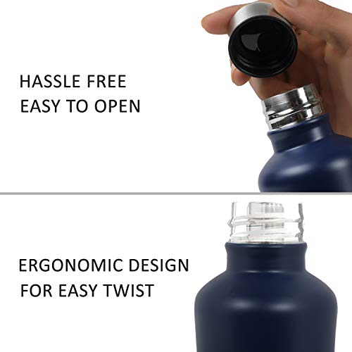 Image of Sizzle (DEVICE OF CURVED LINES Lifestyle Stainless Steel Fridge Water Bottle - 1000 ml x 1pc, Matt Navy Blue