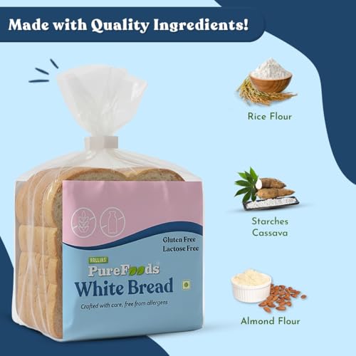 Image of PureFoods Gluten Free Bread White | Lactose Free, 250g | Made with Rice Flour, Allergen-Free, Light and Nutritious