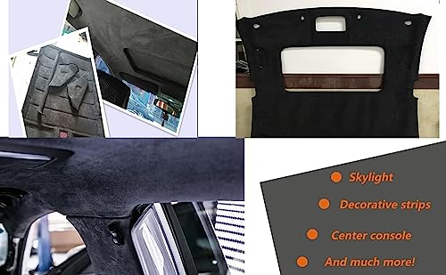Image of Y.A. LOTUS Microfiber Fabric Self-Adhesive Suede Look, Stretch Film Fabric Perfect for car Interior Decorate -7.87in x 59in, Black.