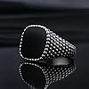 Stainless Steel Black Onyx Signet Ring Fashion Jewelry Nordic Style Men's Accessories #4