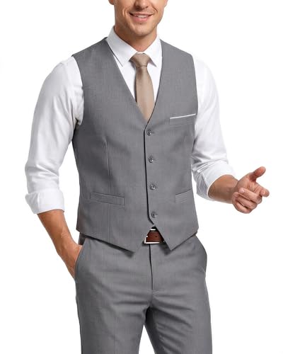 Image of MY'S Men's 2-Piece Suit, Vest Pants Set for Men, Casual Waistcoat with Tie for Prom Wedding Homecoming