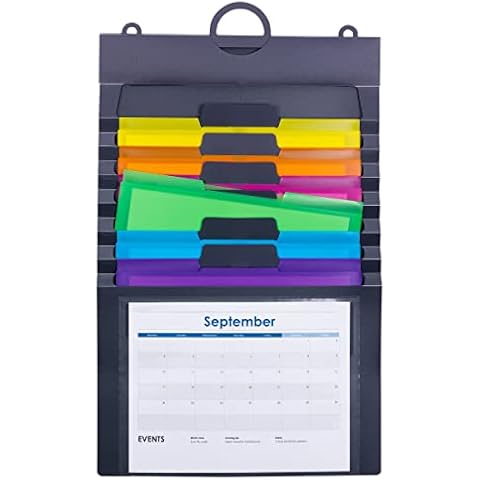 Smead Cascading Wall Organizer, 6 Removable Folder Pockets, Letter Size, Gray/Bright Pockets (92060) Cover