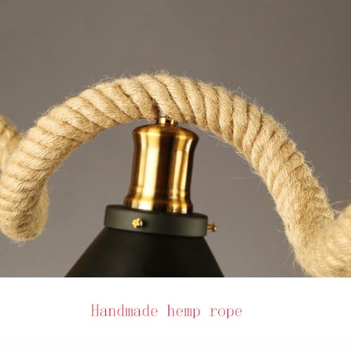 Lustre en corde de chanvre rétro et métal moderne E26 pour déco bar