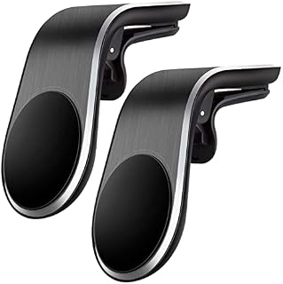 Amazon Brand - Eono Car Phone Holder Magnetic Air Vent, 2 Pack L Type, Universal Car Phone Clip Mount with N52 Magnets Compatible with iPhone 14 13 12 11 xr xs x, Samsung, Huawei not support Mag-safe