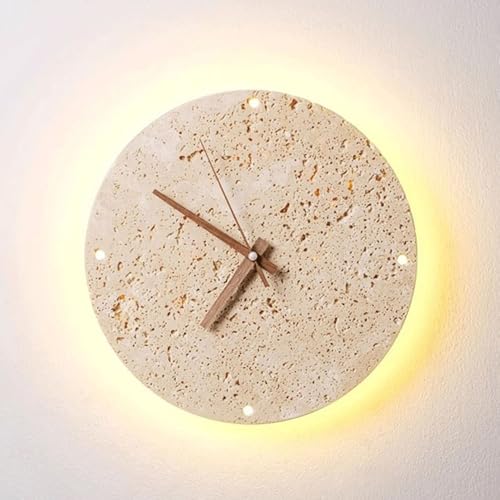 Lámparas de pared de travertino con reloj para un salón sofisticado 2