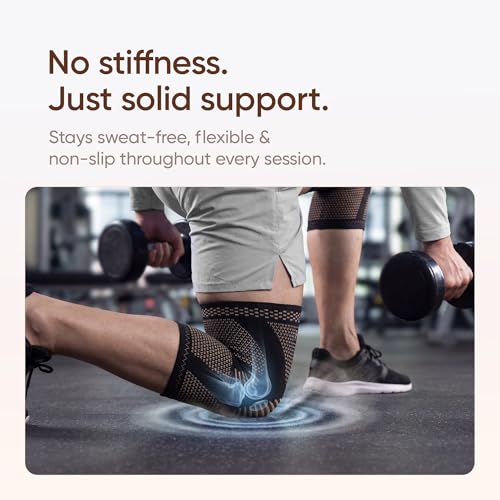 Image of Frido Sports Knee Cap Support for Men & Women | Compression Knee Brace for Gym, Running, Workouts & Knee Pain Relief | Anti-Slip, Breathable Knee Support Sleeve | 1 Pair | Size - M