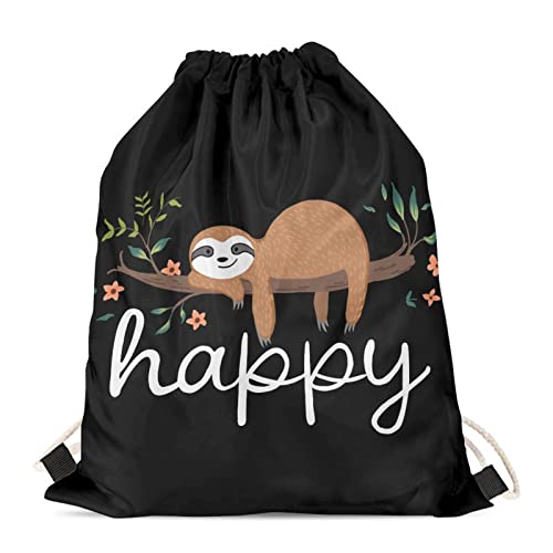 Wanyint Cute Sloth Drawstring Backpack Cinch Gym Backpack