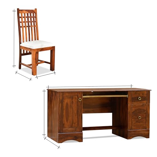Image of Solid Sheesham Wood Study Table for Adults | Computer Table for Home | Wooden Writing Desk | Office Table for Office Work | Work from Home Table with 2 Drawers (8)