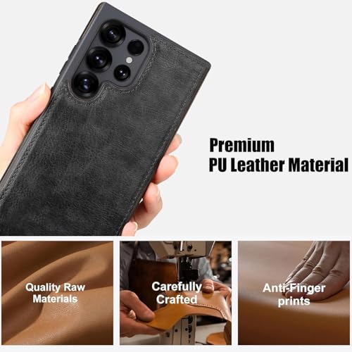 Image of MOBILOVE PU Leather Flexible Back Case Cover for | Samsung Galaxy S25 Ultra 5G (Black)
