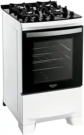 Fogão 4 bocas Dako Supreme Glass Branco Mesa de Vidro