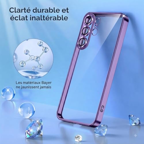 Image of VONZEE Clear Logo Electroplating Transparent Case for Samsung S26 Ultra 5G, Magnetic Plating Electroplate TPU Cover, Individual Camera Protection for Each Lens - Deep Purple