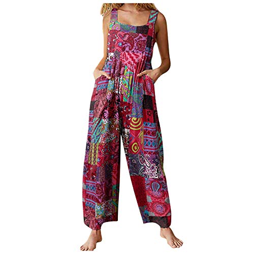 Combinaison ethnique design patchwork à boutons pour femme tendance
