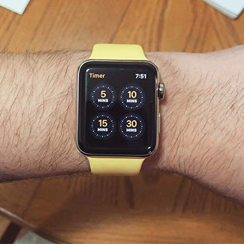VATI Sport Band Compatible for Apple Watch Band 38mm 40mm, Soft Silicone Sport Strap Replacement Bands Compatible with 2019 Apple Watch Series 5, iWatch 4/3/2/1, 38MM 40MM M/L (Yellow)