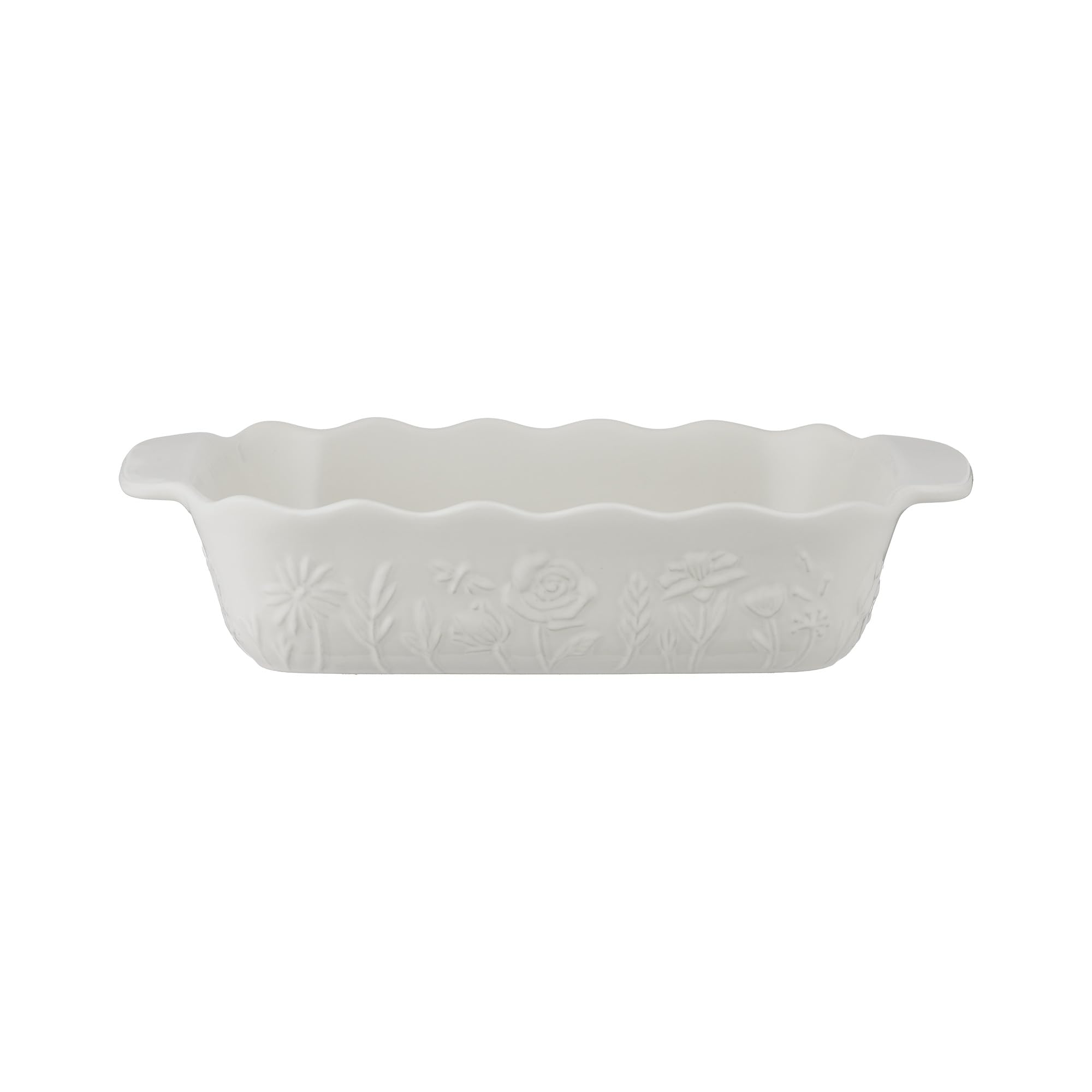 Mason Cash in The Meadow Cream Medium Rectangular Baker 22.5 x 18cm | 1.7 Litre Floral Embossed Stoneware Oven-to-Table Dish for Baking, Vegetables & Desserts