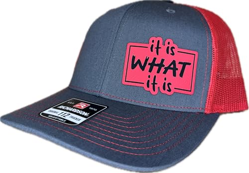 It is What It is Hat (US, Alpha, One Size, Charcoal/Red with Neon Red Patch)
